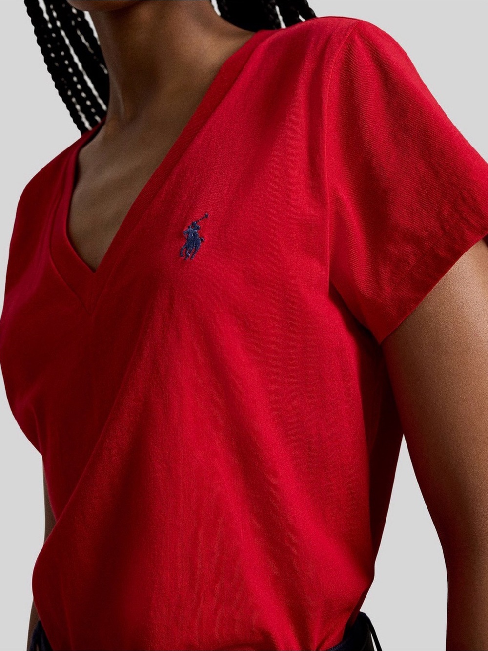 Polo by Ralph Lauren Red V-Neck Tee with Navy Pony